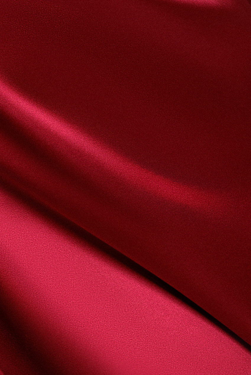 Goddiva Cowl Neck Back Wing Satin High Low Midi Dress - Berry