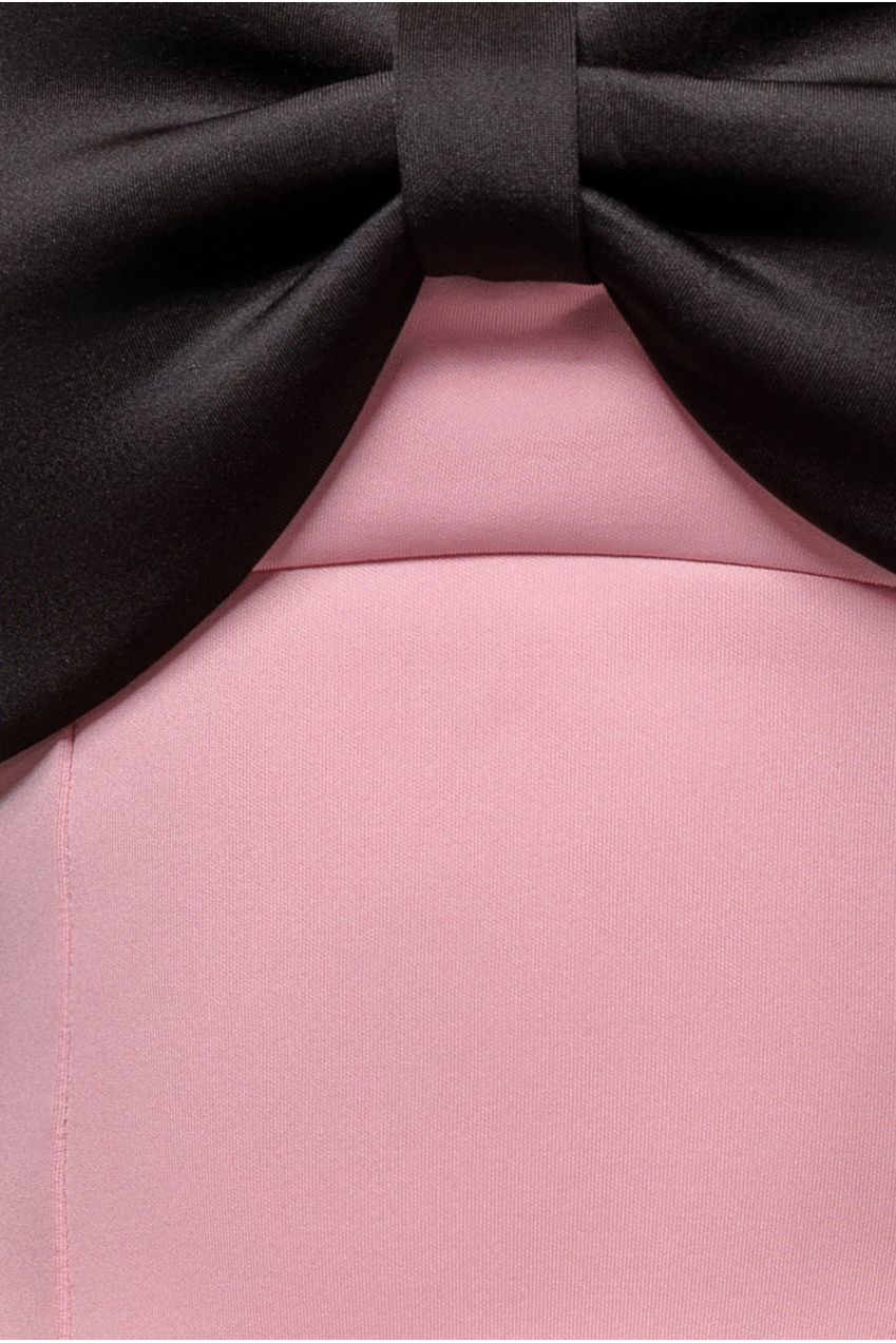 Goddiva Front Bow Off The Shoulder Mini Dress - Blush Black
