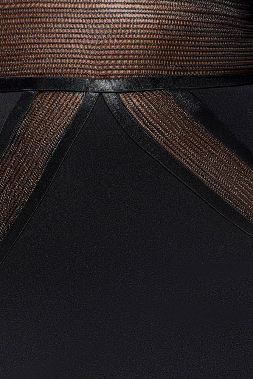 Goddiva Front Crossover Lurex Split Maxi Dress - Black