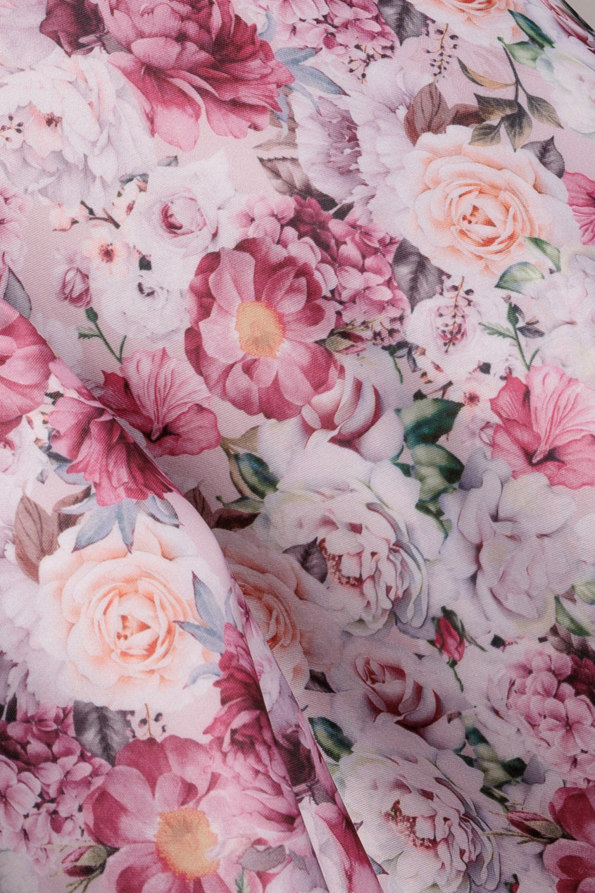 Goddiva Floral Print A-Line Sweetheart Midi Dress - Blush Pink