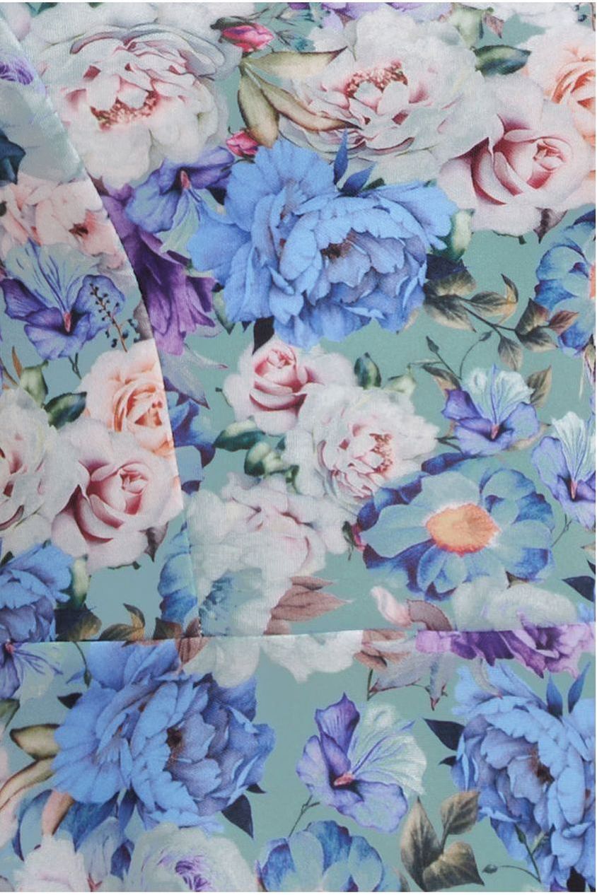 Goddiva Floral Print A-Line Sweetheart Midi Dress - Sage Green