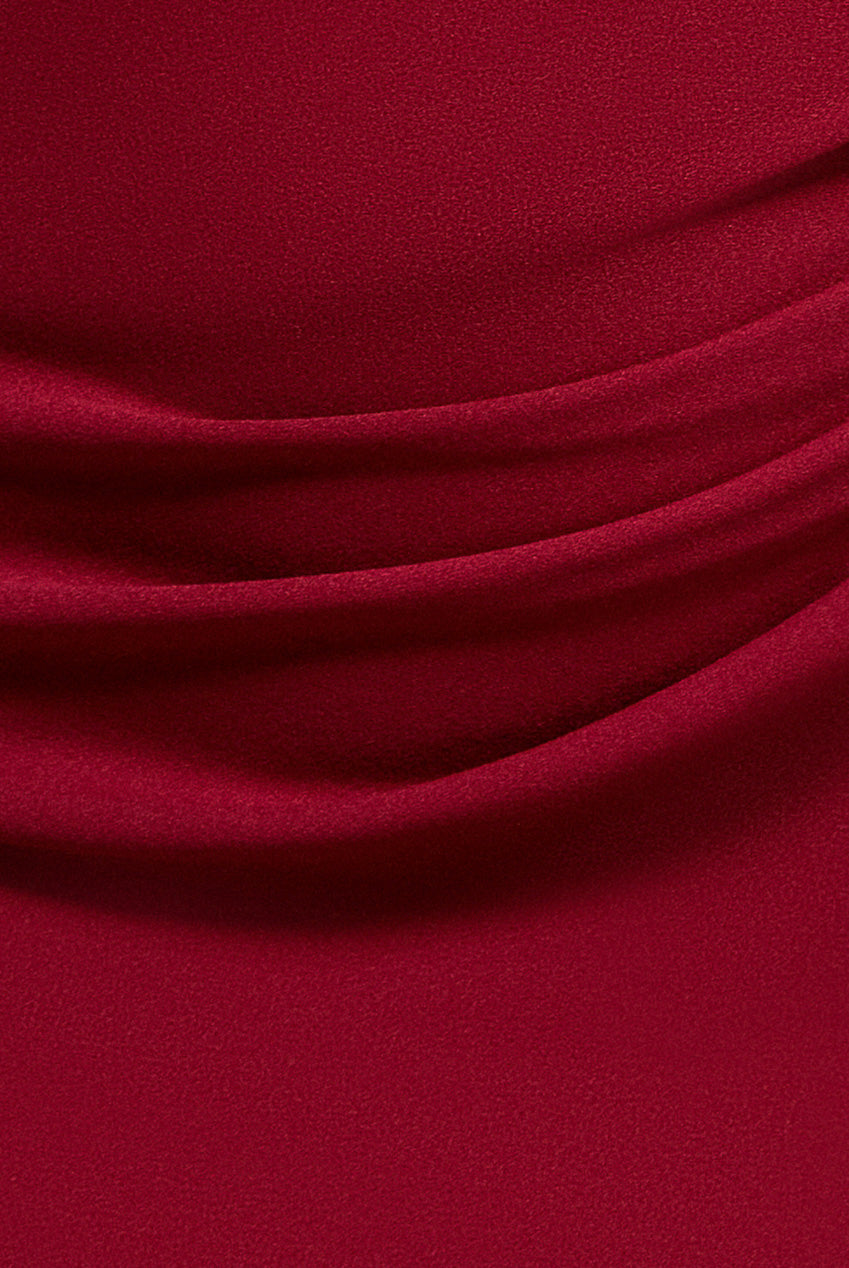 Goddiva Off The Shoulder 3D Puffed Sleeve Sweetheart Maxi Dress - Burgundy
