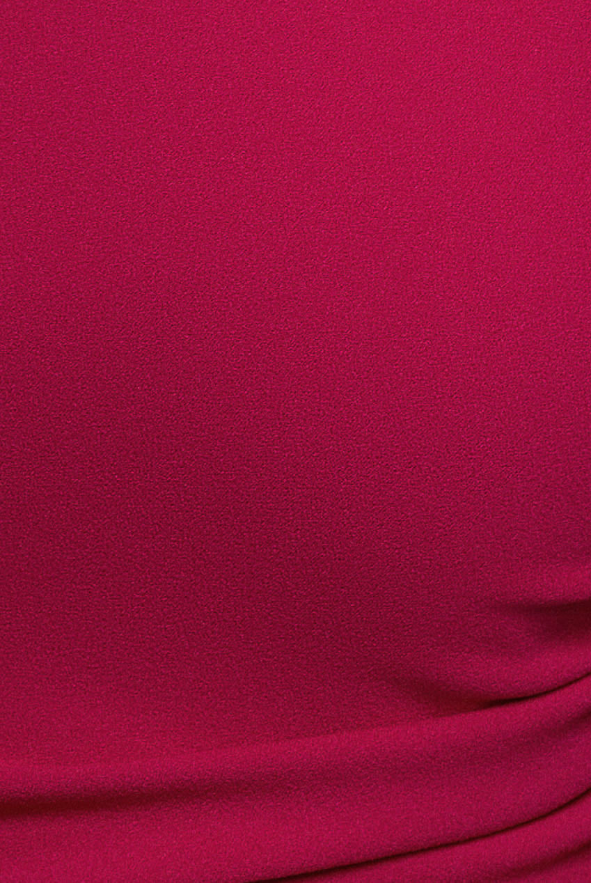 Goddiva One Shoulder Puffed Satin Sleeve Evening Maxi Dress - Magenta