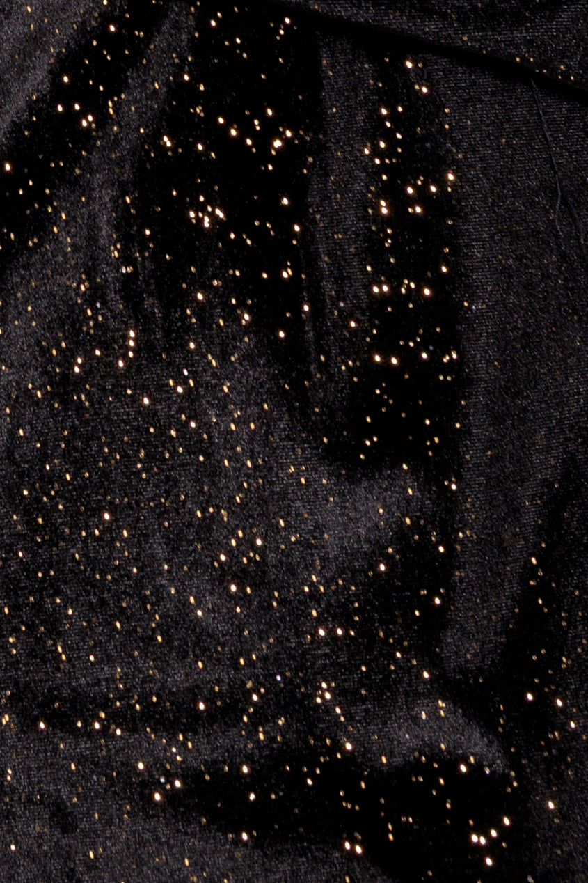 Goddiva Shimmer Velvet Bardot Maxi Dress - Black Gold