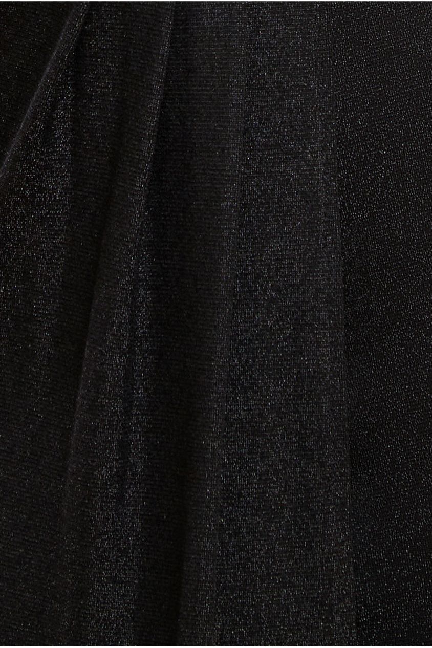 Goddiva Front Wrap Lurex Bodycon Maxi Dress - Black