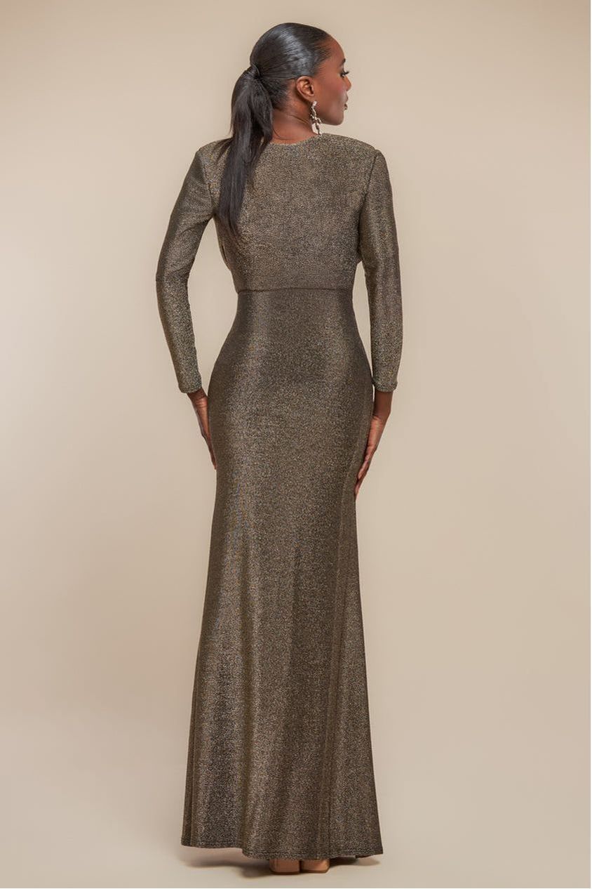 Goddiva Front Wrap Lurex Bodycon Maxi Dress - Gold