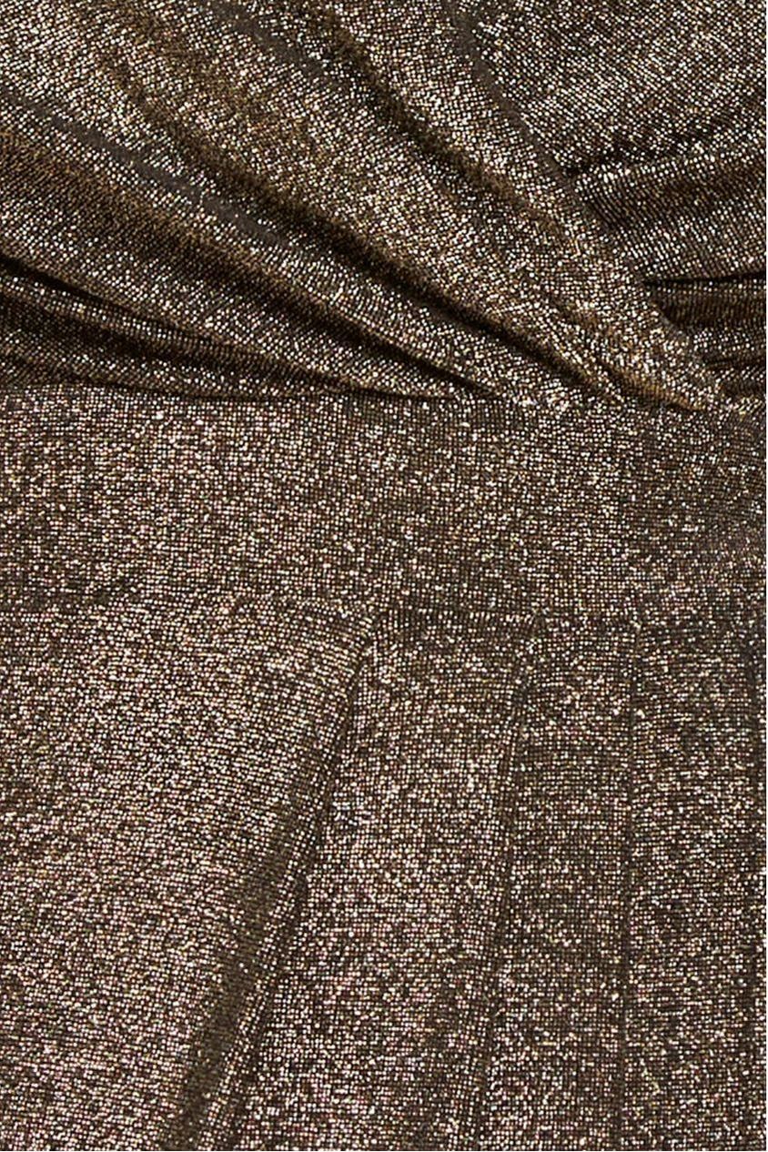 Goddiva Front Wrap Lurex Bodycon Maxi Dress - Gold