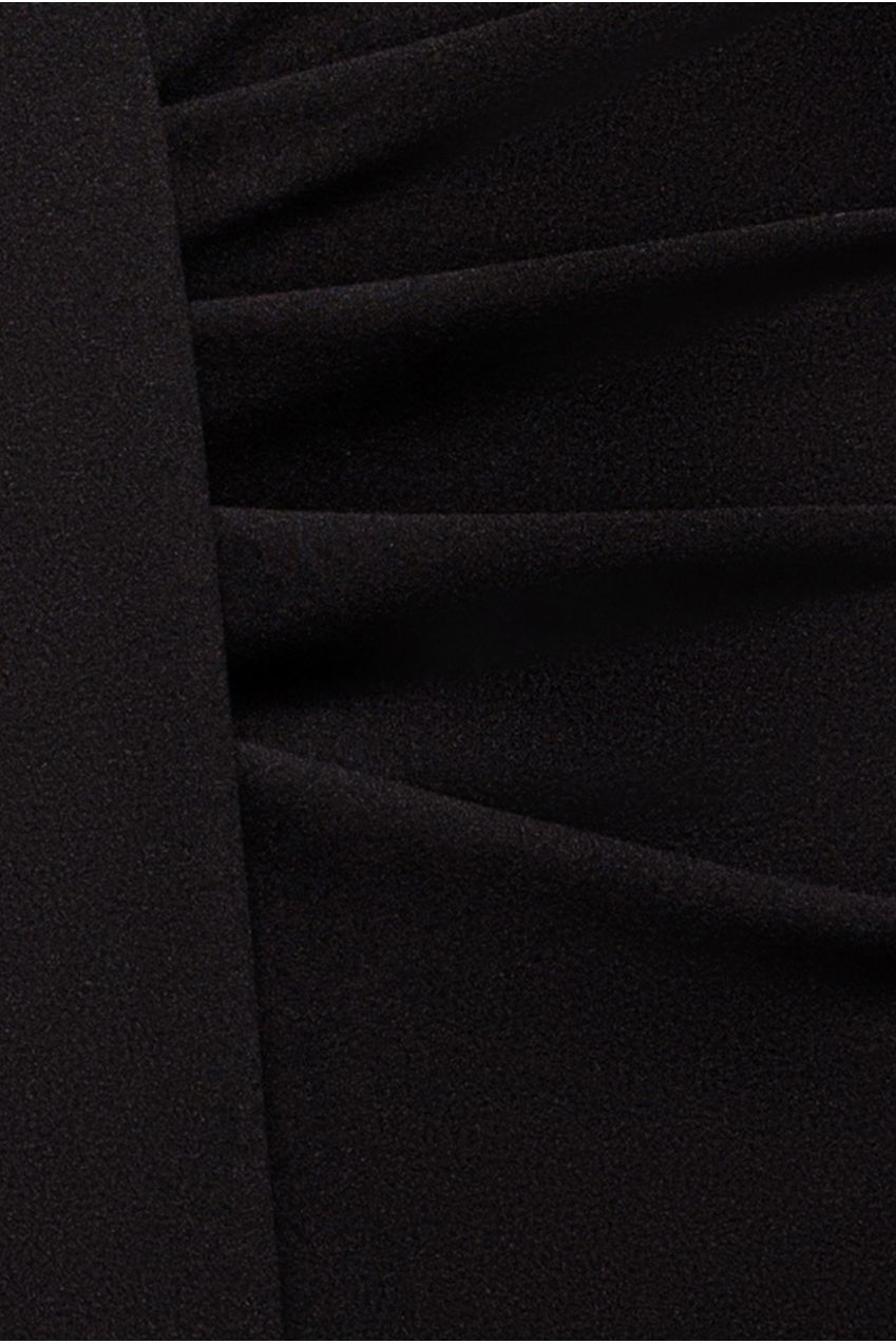 Goddiva Lace High Neck Sheer Bodice Long Sleeve Maxi Dress - Black