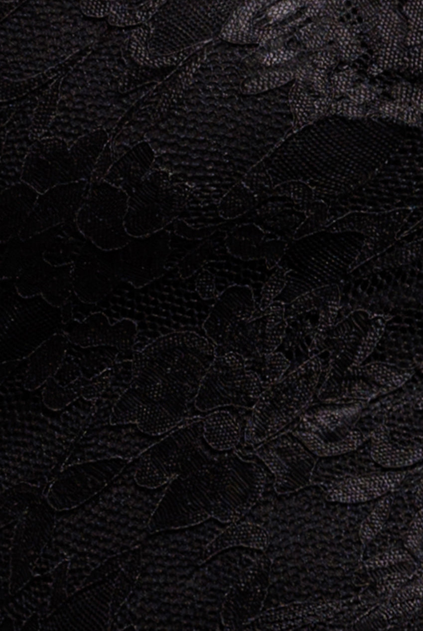 Goddiva Scalloped Lace Bodice Long Sleeve Bardot Maxi Dress - Black