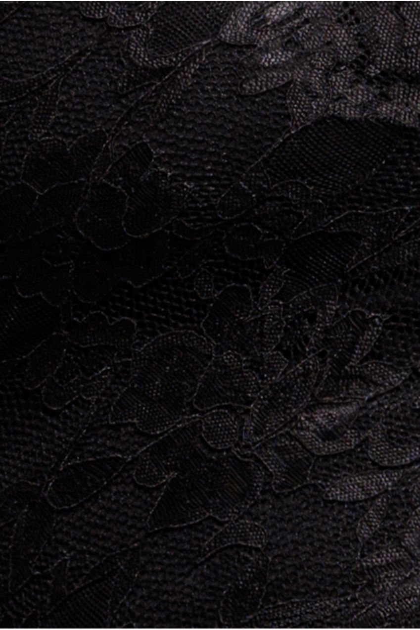 Goddiva Scalloped Lace Bodice Long Sleeve Bardot Maxi Dress - Black