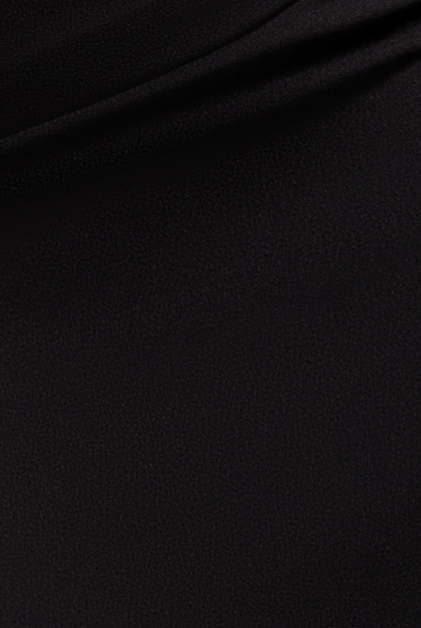 Goddiva Scalloped Lace Bodice Long Sleeve Bardot Maxi Dress - Black