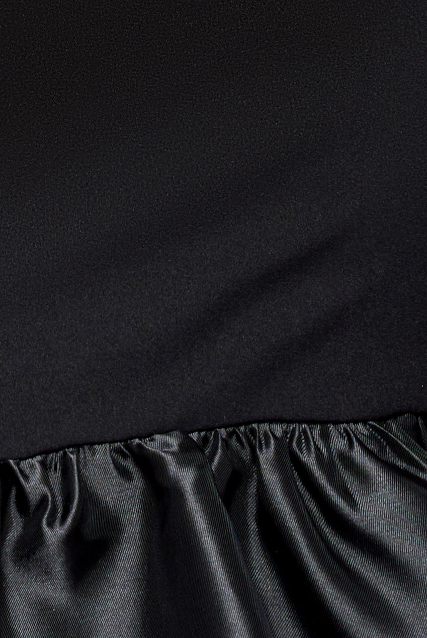 Goddiva Boat Neck Satin & Scuba Crepe Tiered Maxi Dress - Black