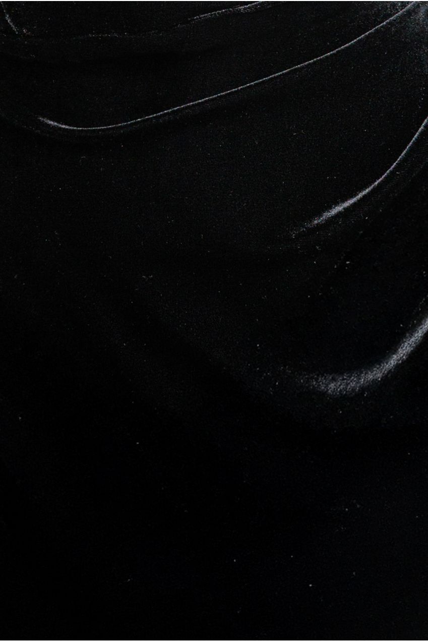 Goddiva Off The Shoulder Deep Plunge Velvet Maxi Dress - Black