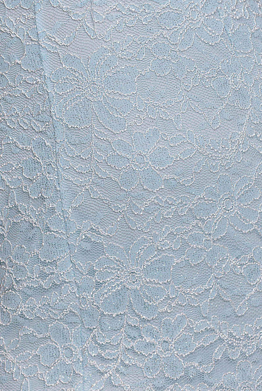 Goddiva Scallop Lace Puff Sleeve Fit & Flare Midi Dress - Sky Blue