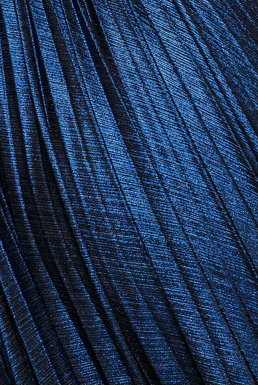 Goddiva Open Back Sunrise Foil Halterneck A Line Maxi Dress - Navy Blue