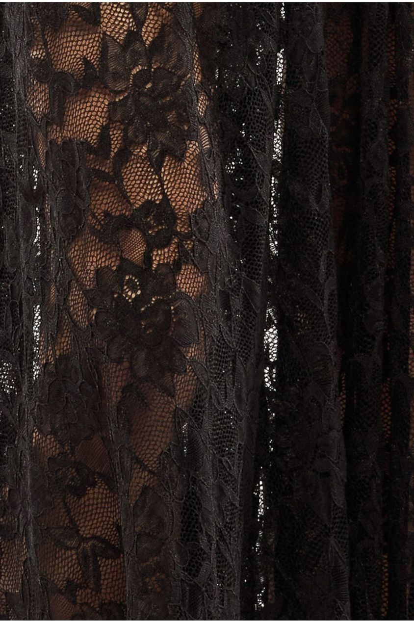 Goddiva Boatneck Mini With Lace A-Line Skirt & Gloves - Black