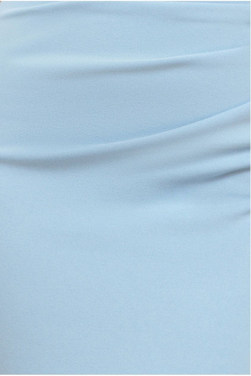 Goddiva Off Shoulder Back Satin Bow Scuba Maxi Dress - Light Blue