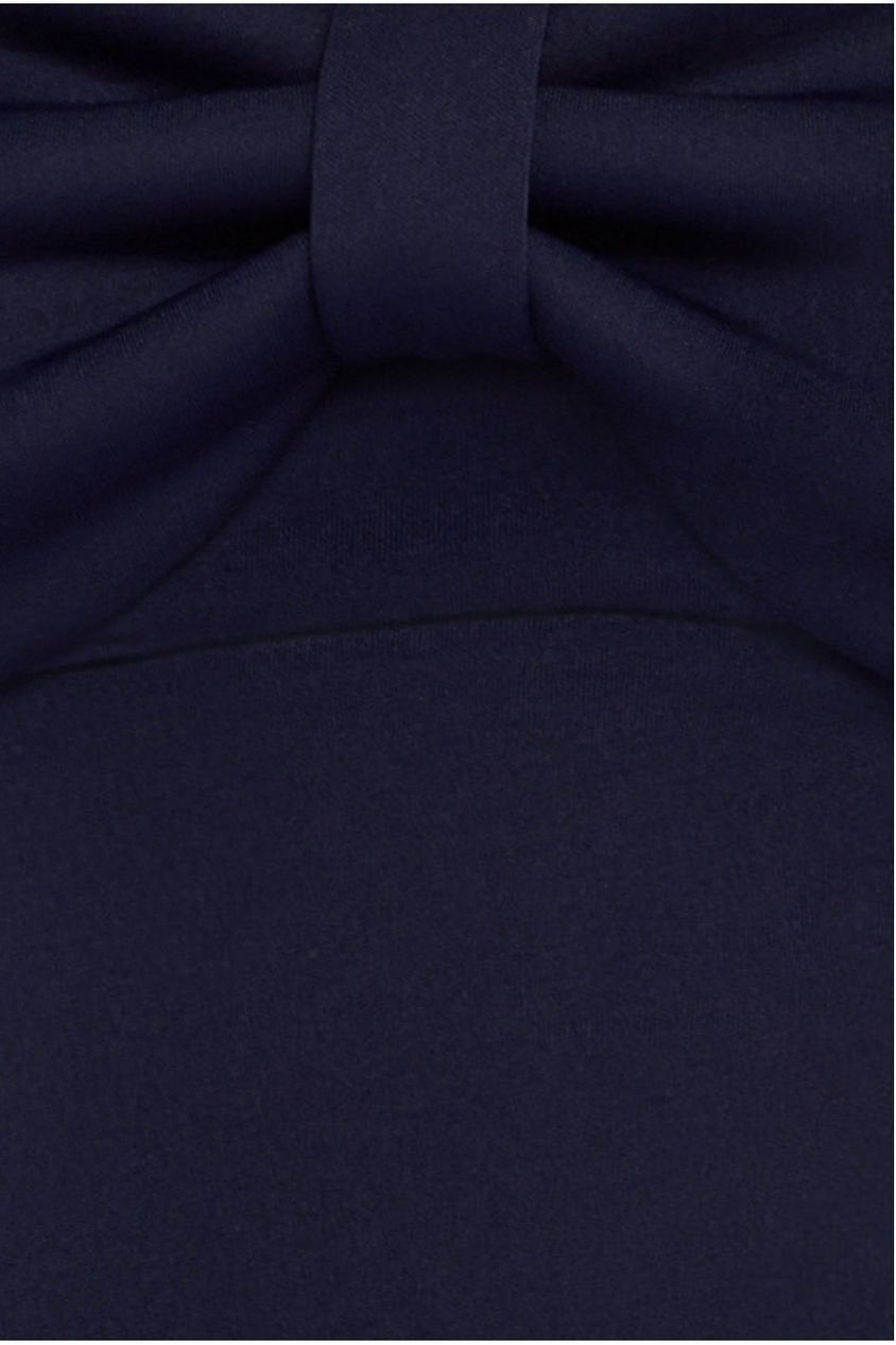Goddiva Bow Off The Shoulder A Line Midi Dress - Navy Blue