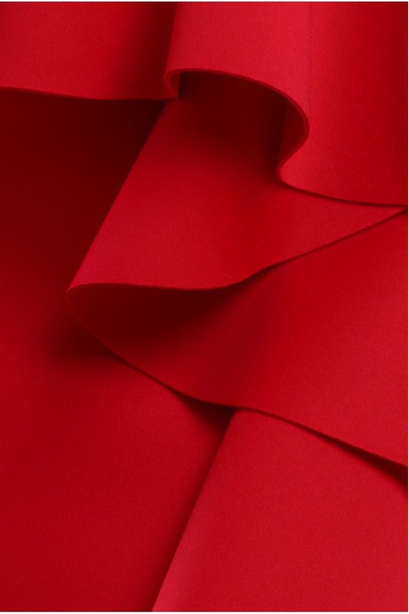 Goddiva Boobtube Peplum Waterfall Frill Maxi Dress - Red