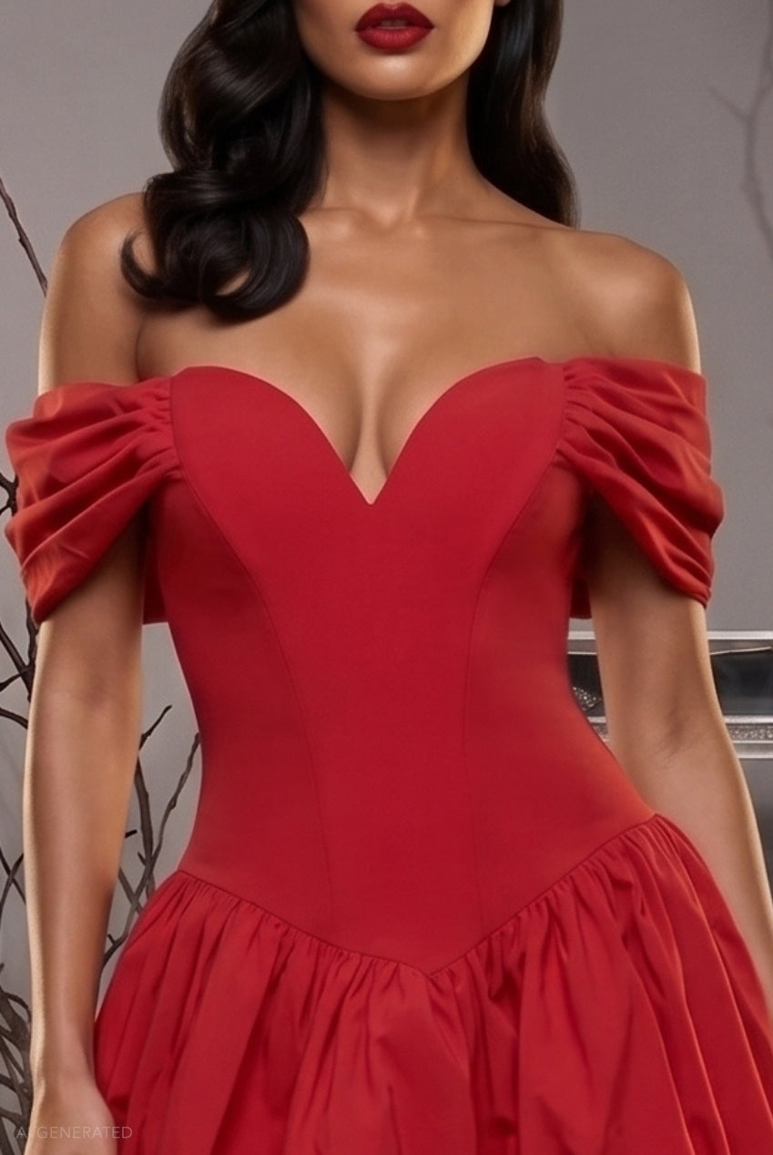 Goddiva Bardot Corset Mini Classic Devil Halloween Costume - Red