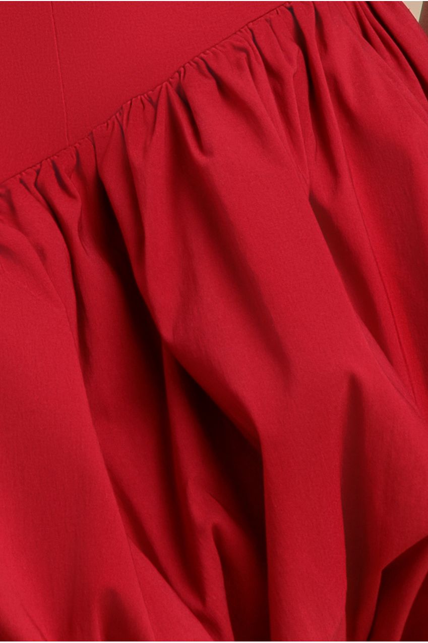 Goddiva Bardot Babydoll Corset Mini Dress - Red