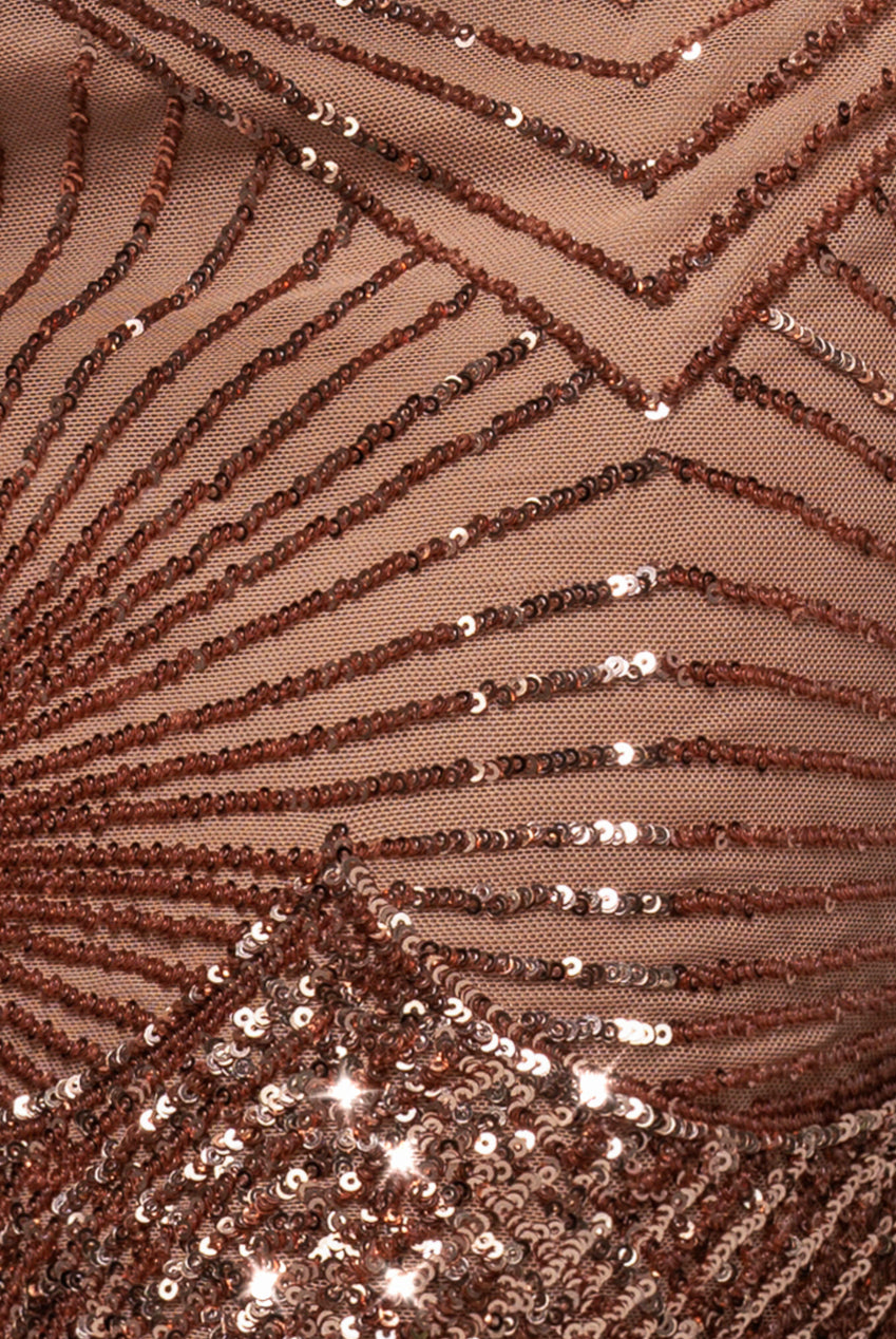 Goddiva Sequin Starburst Cape Sleeve Mini Dress - Champagne