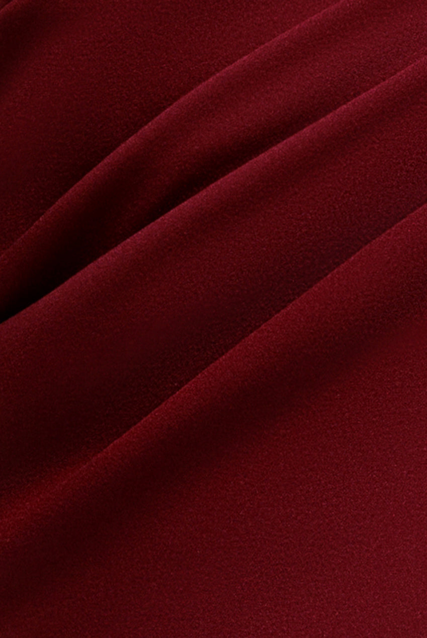 Goddiva Petal Bow Sleeve Frill Maxi Dress - Wine