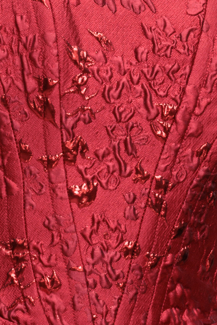 Goddiva Corset Balloon Skirt Lace Up Back Mini Dress - Red