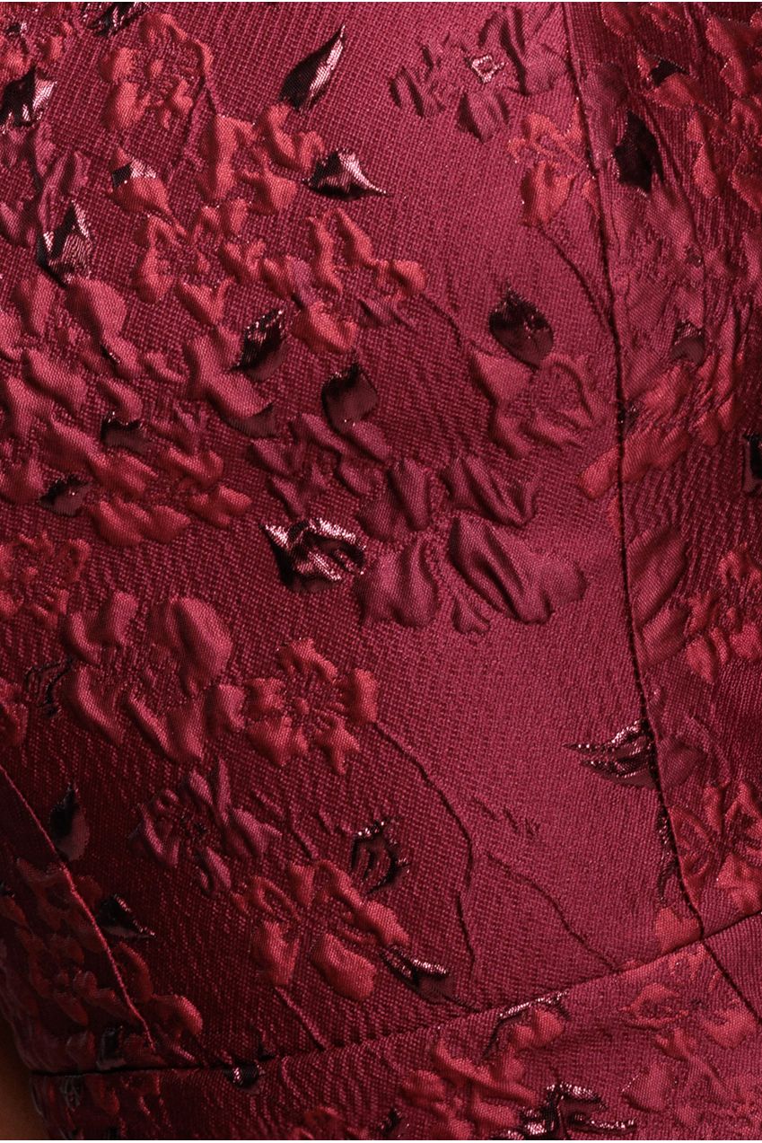 Goddiva Lace Up Jacquard Mini Dress With Organza Wings - Burgundy Red