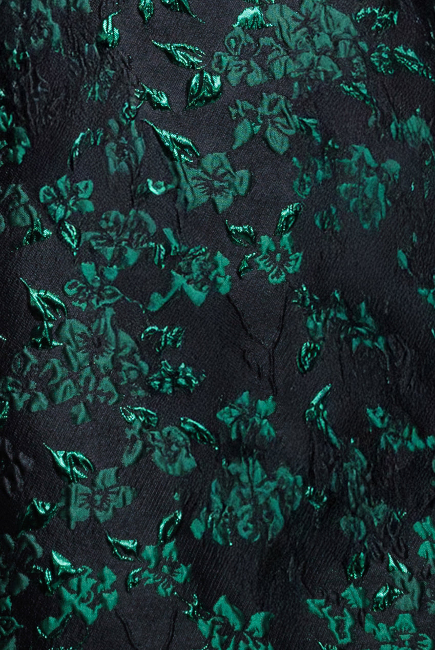 Goddiva Lace Up Jacquard Mini Dress With Organza Wings - Emerald Black