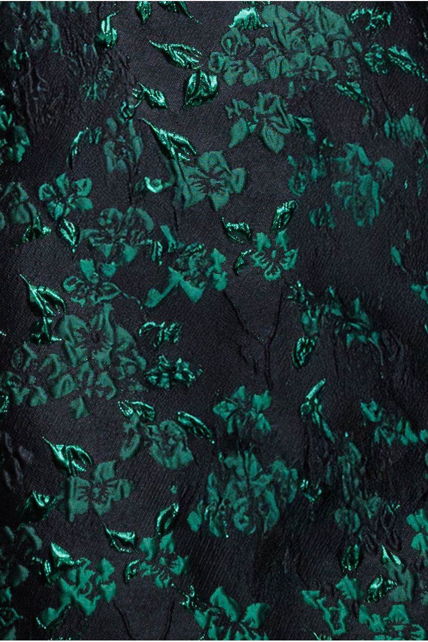 Goddiva Lace Up Jacquard Mini Dress With Organza Wings - Emerald Black