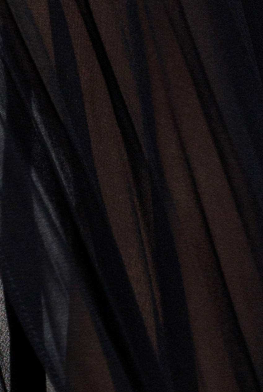 Goddiva Strapless Mini Dress With Pleated Chiffon Cape - Black