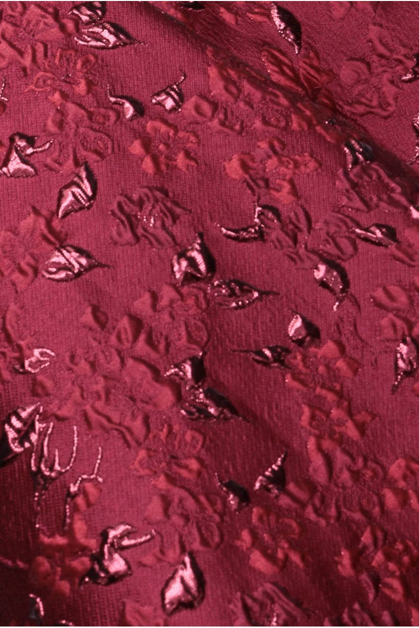 Goddiva Lace Up Jacquard Midi Dress With Organza Wings - Burgundy Red