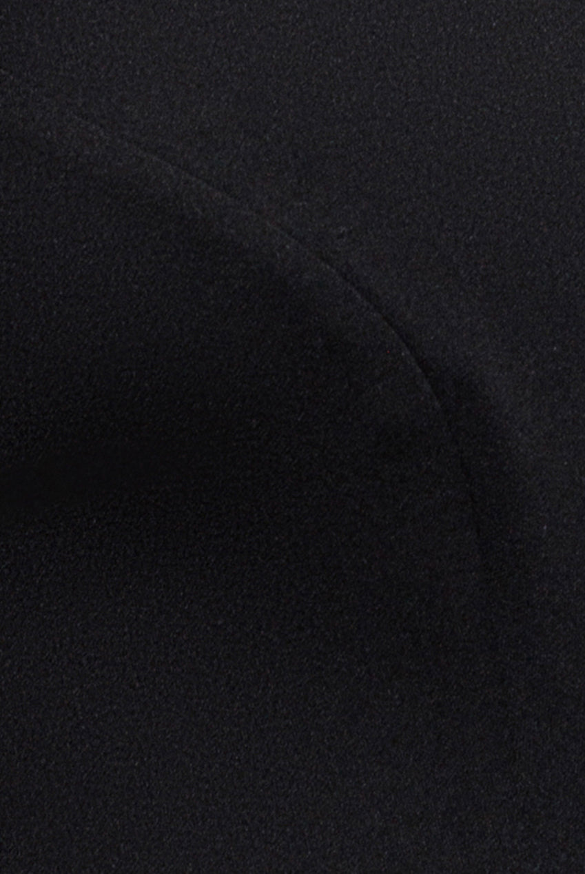 Goddiva Plunging Neck Pleated Sleeve Scuba Mini Dress - Black