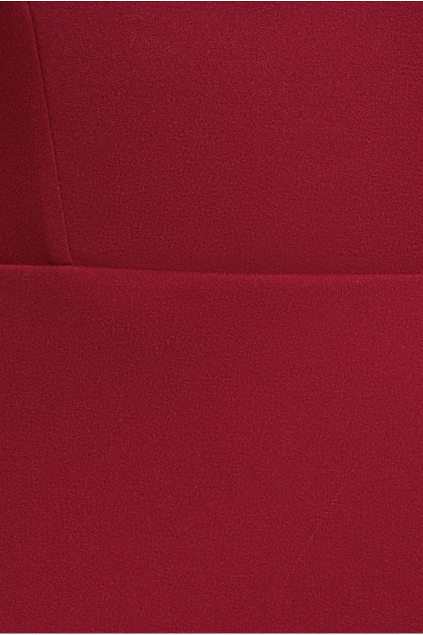 Goddiva Plunging Neck Pleated Sleeve Scuba Mini Dress - Burgundy Red
