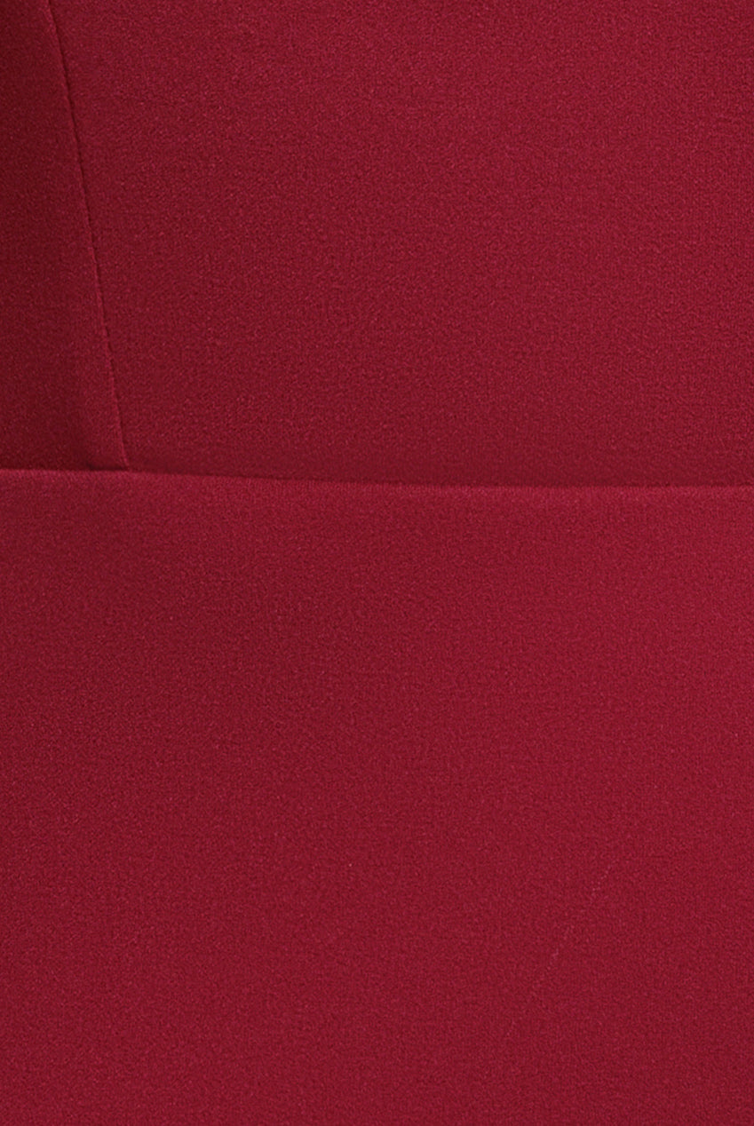 Goddiva Plunging Neck Pleated Sleeve Scuba Mini Dress - Burgundy Red