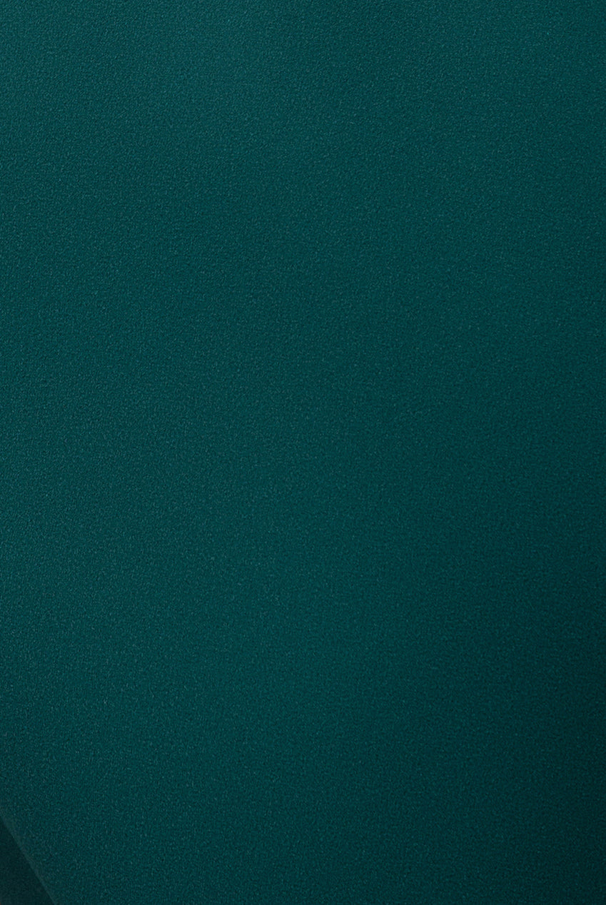 Goddiva Plunging Neck Pleated Sleeve Scuba Mini Dress - Emerald Green