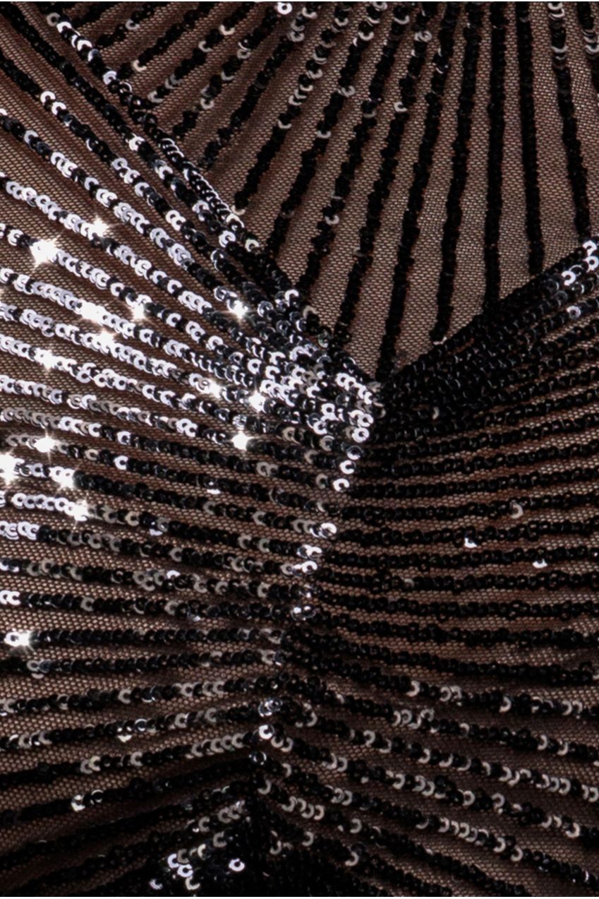 Goddiva Sequin Starburst Cape Sleeve Midi Dress - Black