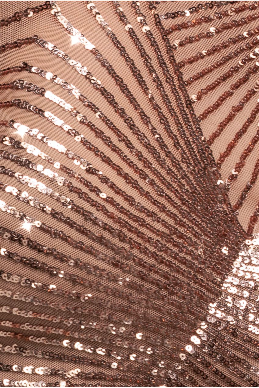 Goddiva Sequin Starburst Cape Sleeve Midi Dress - Champagne