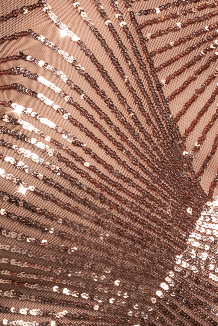 Goddiva Sequin Starburst Cape Sleeve Midi Dress - Champagne