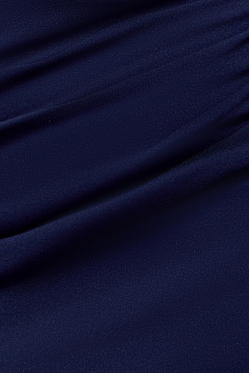 Goddiva Jacquard Puff Sleeve Sweetheart Scuba Maxi Dress - Navy Blue