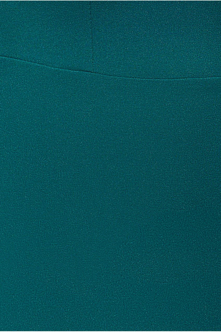 Goddiva Plunging Neck Pleated Sleeves Scuba Maxi Dress - Emerald Green