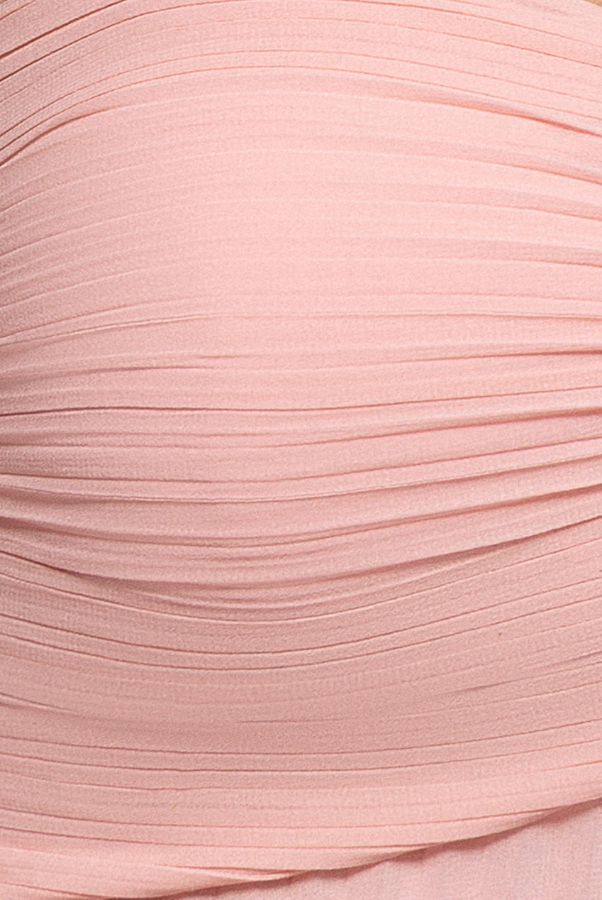 Goddiva Sleeveless Pleated Chiffon Multiway Scarf Maxi Dress - Blush Pink