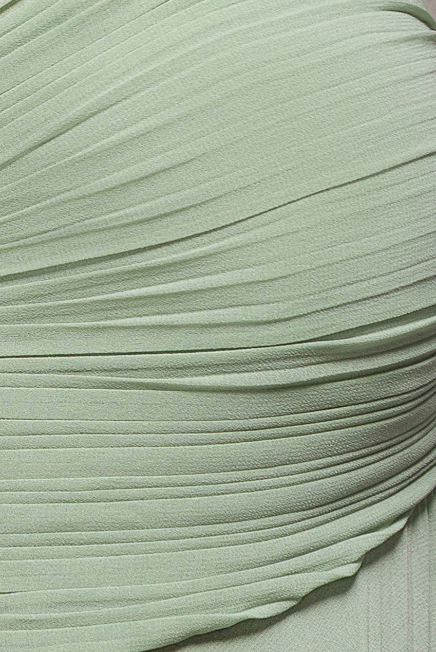 Goddiva Sleeveless Pleated Chiffon Multiway Scarf Maxi Dress - Sage Green