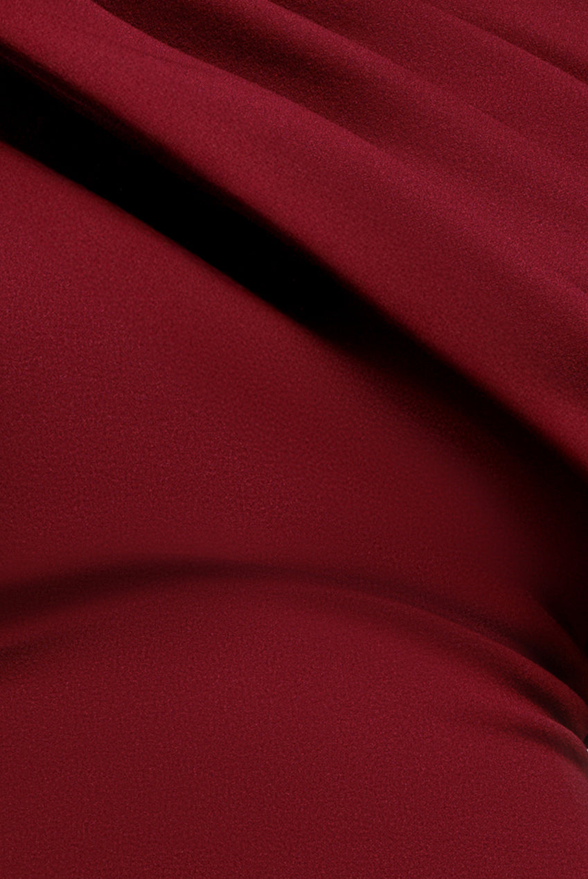 Goddiva Sash One Shoulder Bardot Maxi Dress - Wine
