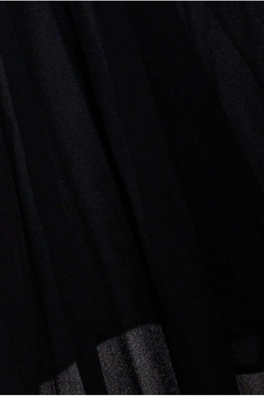 Goddiva Strapless Maxi Dress With Pleated Chiffon Cape - Black
