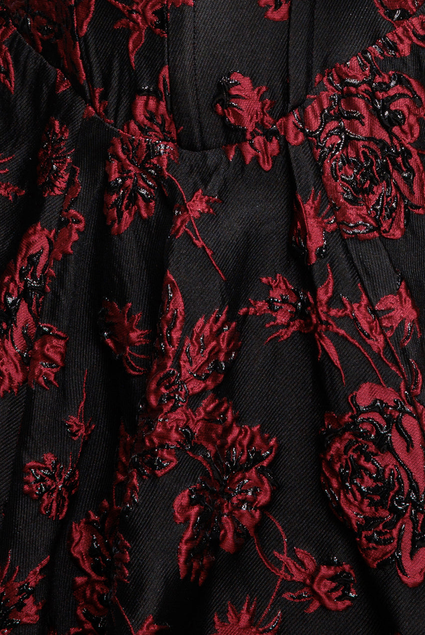 Goddiva Jacquard Multiway Bow Strap Skater Midi Dress - Black