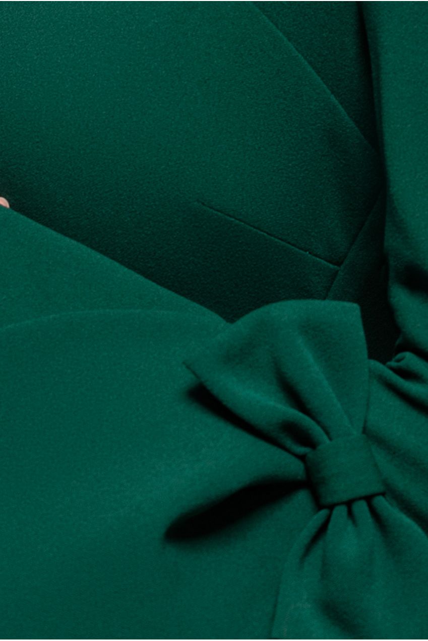 Goddiva Petal Bow Sleeve Frill Midi Dress - Emerald Green