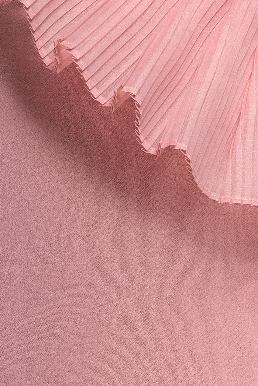 Goddiva One Shoulder Pleated Fan Midi Dress - Blush Pink