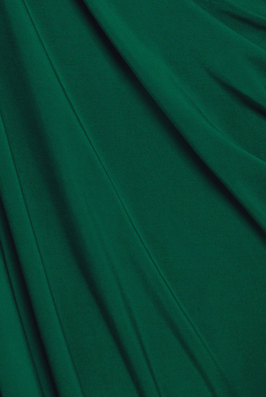 Goddiva Cowl Plunge Draped Mermaid Maxi Dress - Emerald Green